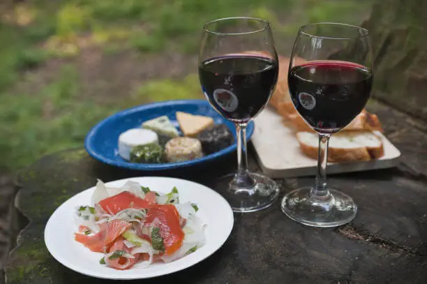 Grupo de amigos brindando con copas de vino en una cena, destacando la conexión social y el placer compartido asociado con el consumo de vino en un entorno social